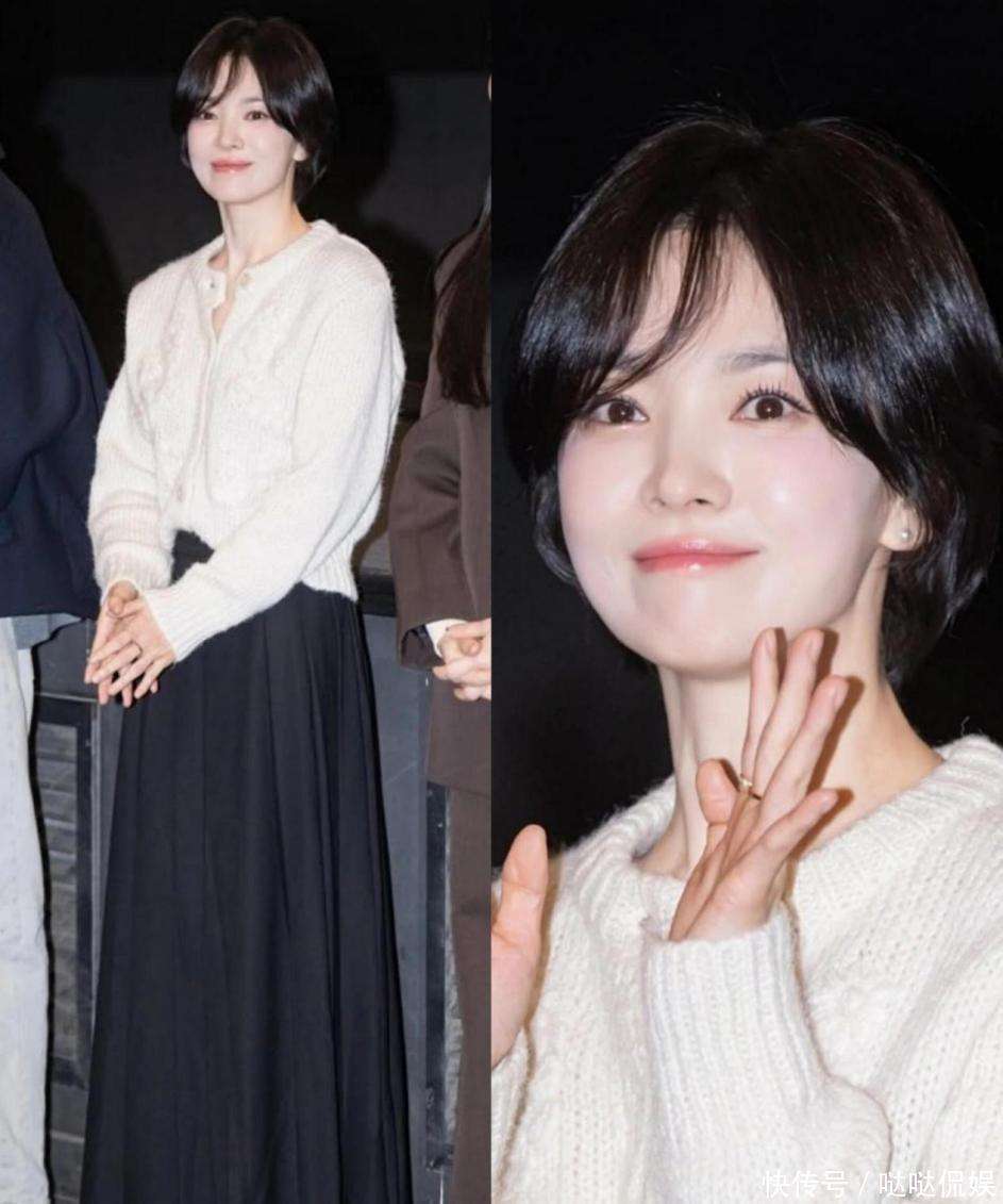 带火一种初秋新穿法：毛衣 半身裙高级又洋气AG旗舰厅·(中国)网站43岁宋慧乔剪短发(图6)