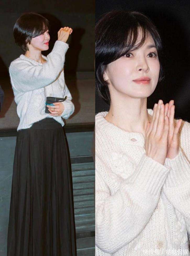 带火一种初秋新穿法：毛衣 半身裙高级又洋气AG旗舰厅·(中国)网站43岁宋慧乔剪短发(图8)